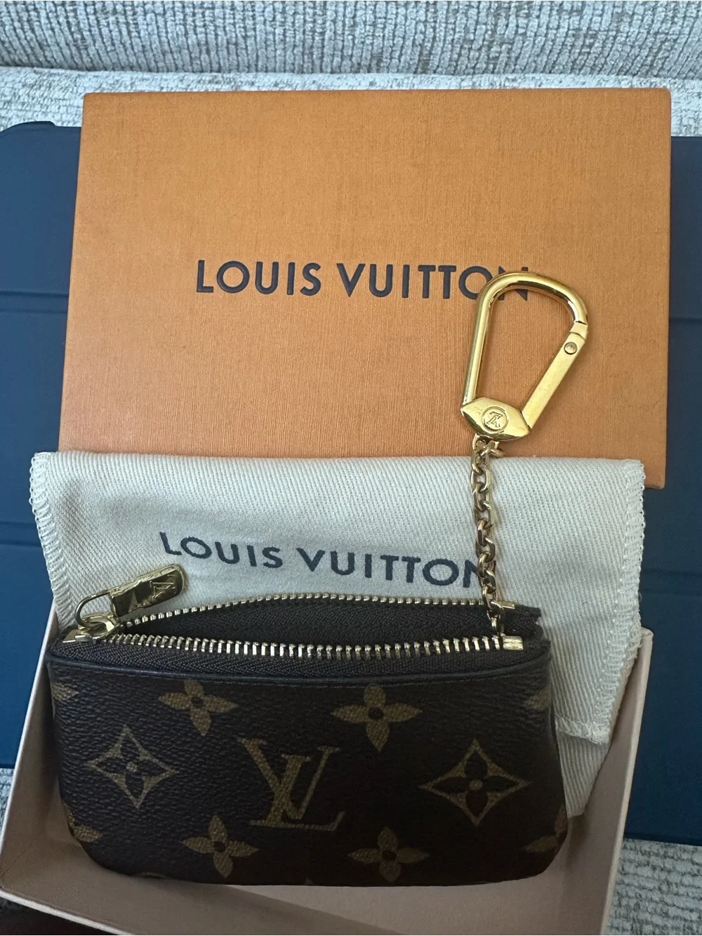 Louis Vuitton Monogram Canvas Key Pouch with Gold Hardware